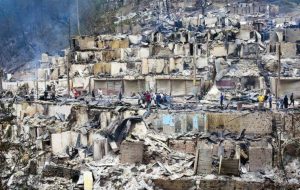 تخریب کامل ۳۸۹ واحد مسکونی و تجاری در آتش‌سوزی شفت